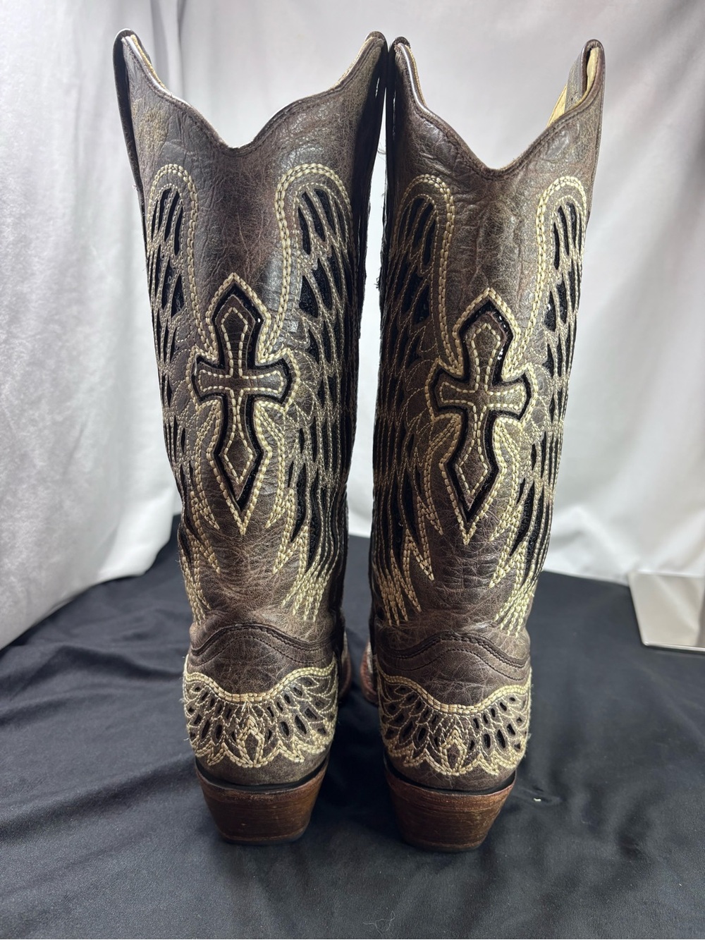 Corral Women’s Sequin Wing & Cross Inlay Western Boots Square Toe Women’s Sz 7.5 - Picture 7 of 10